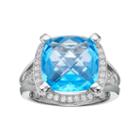 Sterling Silver Blue Topaz & Lab-created White Sapphire Halo Ring, Women's, Size: 7