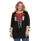 Plus Size Fashion Avenue Us Sweaters Applique Ugly Christmas Sweater Tunic, Women's, Size: 0x, Black