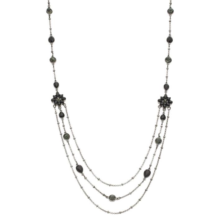 Dana Buchman Black Geometric Station Swag Necklace, Women's