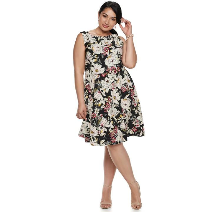 Plus Size Suite 7 Floral Fit & Flare Dress, Women's, Size: 22 W, Pink