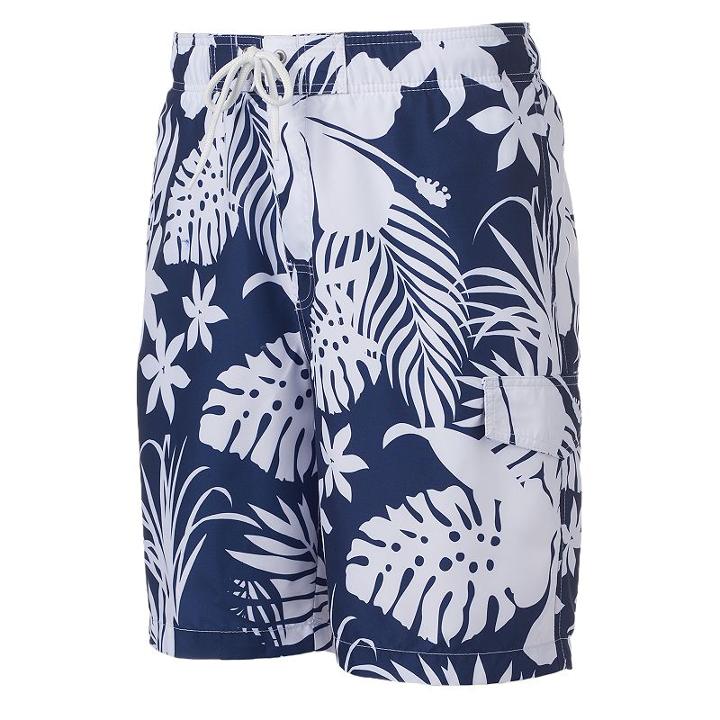 Men's Sonoma Goods For Life&trade; Floral Microfiber Swim Trunks, Size: Xxl, Blue Other