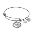 Love This Life Rose Quartz & Crystal Mom Disc Charm Bangle Bracelet, Women's, Grey