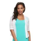 Women's Nina Leonard Chevron-stitch Bolero, Size: Large, White