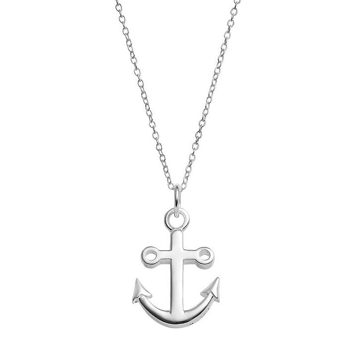 Primrose Sterling Silver Anchor Pendant Necklace, Women's, Grey