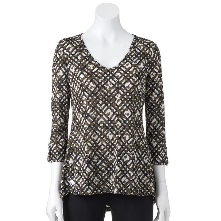 Women's Dana Buchman Printed High-low Top, Size: Small, Dark Green