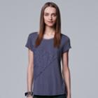 Women's Simply Vera Vera Wang Pieced Lace Inset Tee, Size: Xl, Drk Purple