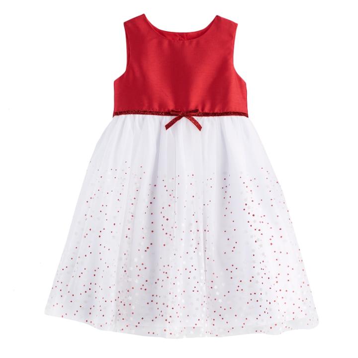 Girls 4-6x Marmellata Classics Glitter Dot Tulle Dress, Size: 5, Red