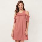 Women's Lc Lauren Conrad Ruffle Cold-shoulder Dress, Size: Medium, Med Pink