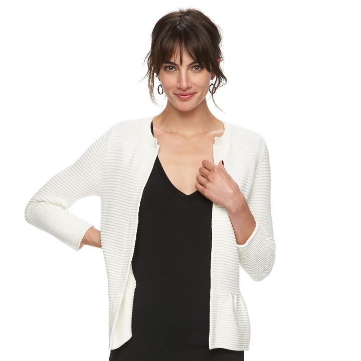 Women's Elle™ Peplum Cardigan, Size: Large, Natural