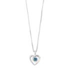Sterling Silver 1/10 Carat T.w. Blue & White Diamond Heart Pendant, Women's