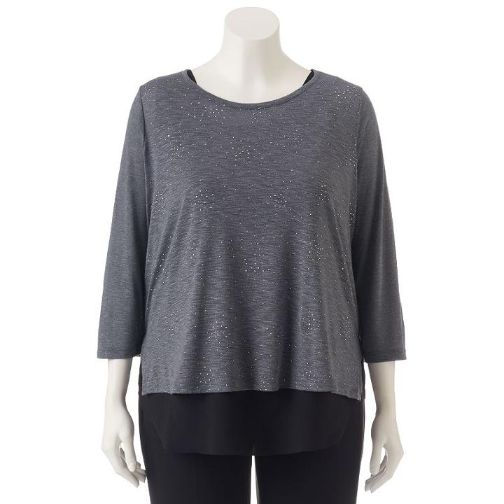 Plus Size Apt. 9&reg; Scoopneck Top & Tank Set, Women's, Size: 0x, Med Grey