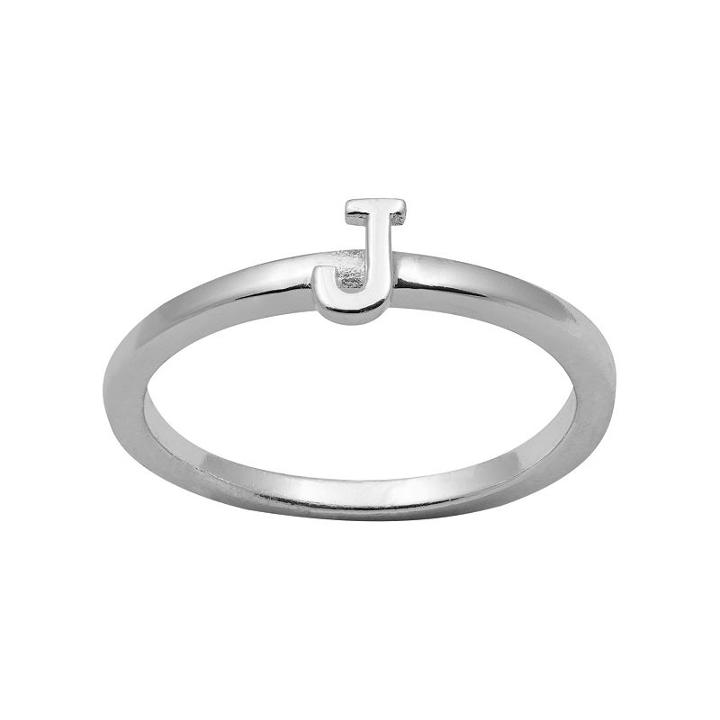 Sterling Silver Initial Ring, Women's, Size: 7, Grey