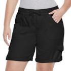 Juniors' Plus Size Unionbay Tiffany Roll-tab Bermuda Shorts, Girl's, Size: 20 W, Black