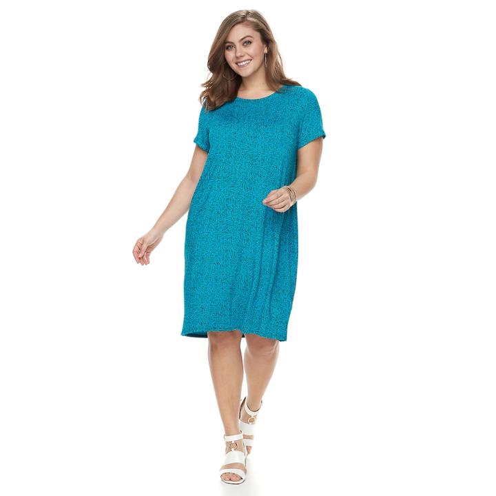 Plus Size Apt. 9&reg; Cuffed T-shirt Dress, Women's, Size: 0x, Med Blue
