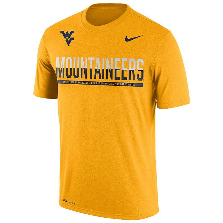 Men's Nike West Virginia Mountaineers Legend Staff Sideline Dri-fit Tee, Size: Medium, Gold