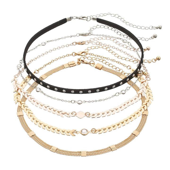 Chevron & Studded Choker Necklace Set, Women's, Multicolor