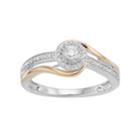 Hallmark Two Tone Sterling Silver 1/5 Carat T.w. Diamond Halo Bypass Ring, Women's, Size: 6, White