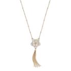 Lc Lauren Conrad Long Mother-of-pearl Flower Tassel Necklace, Women's, White Oth