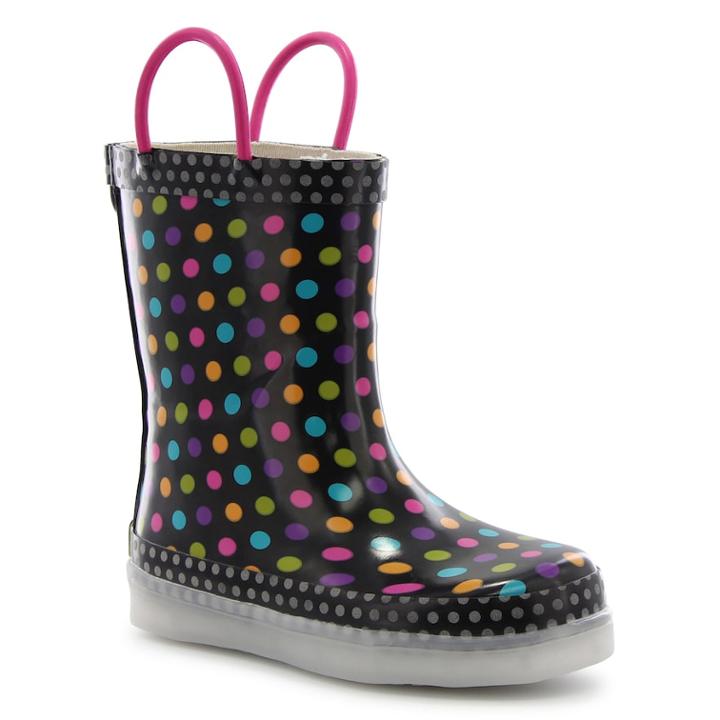 Western Chief Diva Dot Girls' Waterproof Light Up Rain Boots, Size: 9 T, Multi