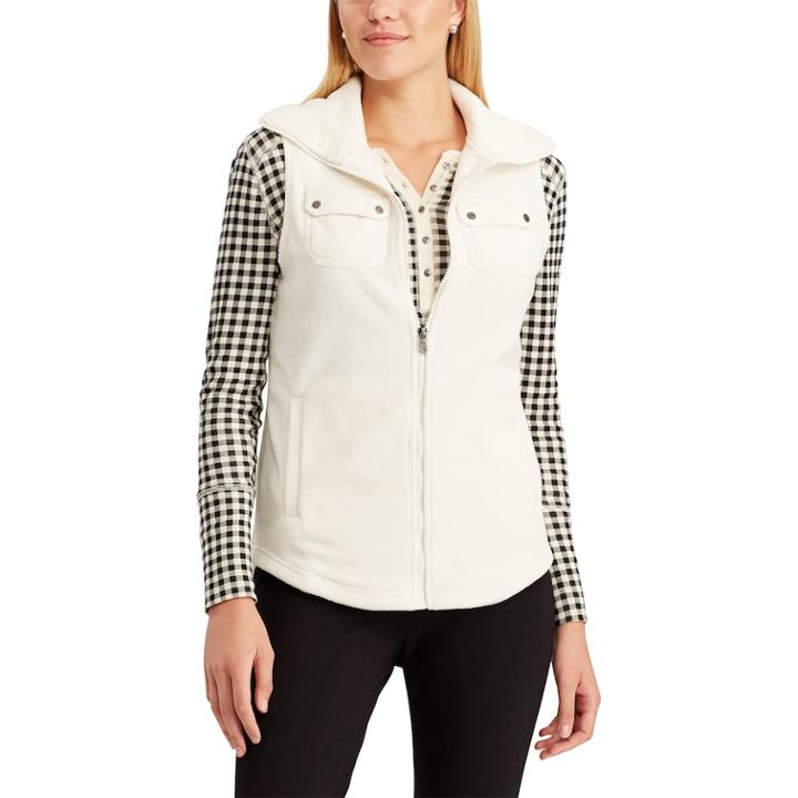 Women's Chaps Fleece Vest, Size: Xl, Natural