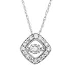 Dancing Love 1/4 Carat T.w. Diamond 10k White Gold Halo Pendant Necklace, Women's
