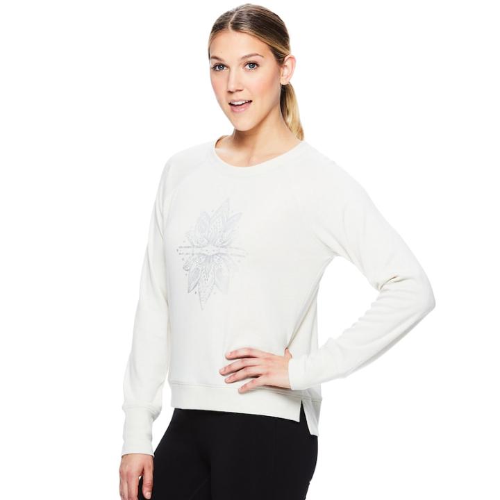 Women's Gaiam Calla Lotus Graphic Yoga Top, Size: Medium, Grey