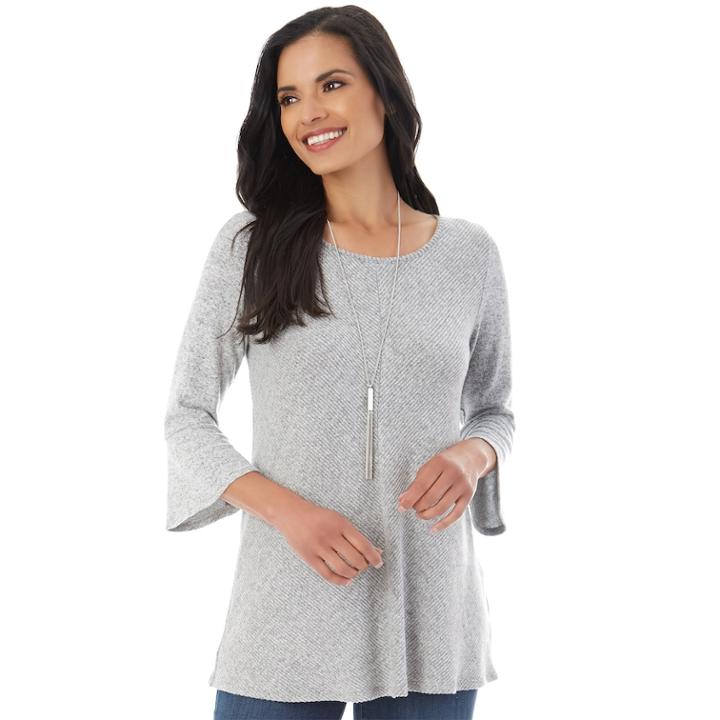Women's Apt. 9&reg; Bell Sleeve Swing Top, Size: Small, Light Grey