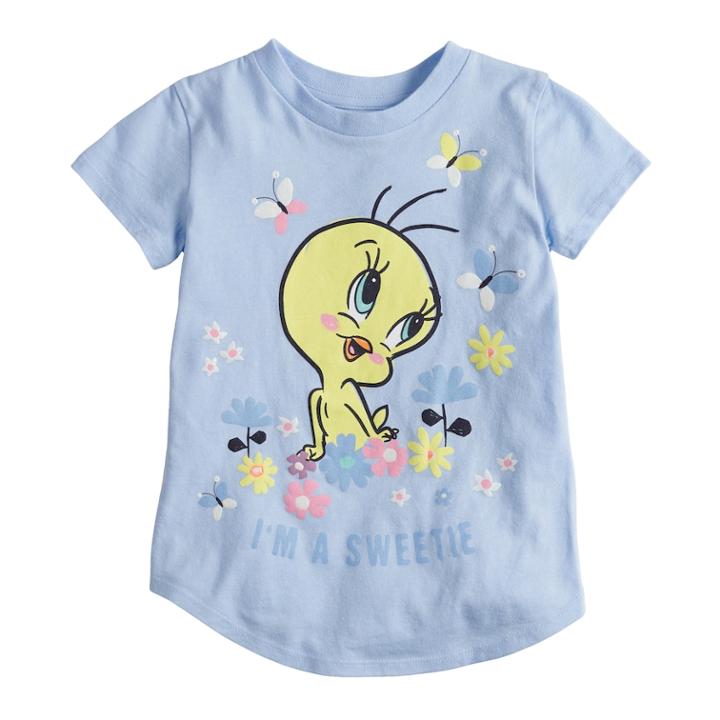 Toddler Girl Jumping Beans&reg; Looney Tunes Tweety Bird I'm A Sweetie Glitter Graphic Tee, Size: 3t, Blue