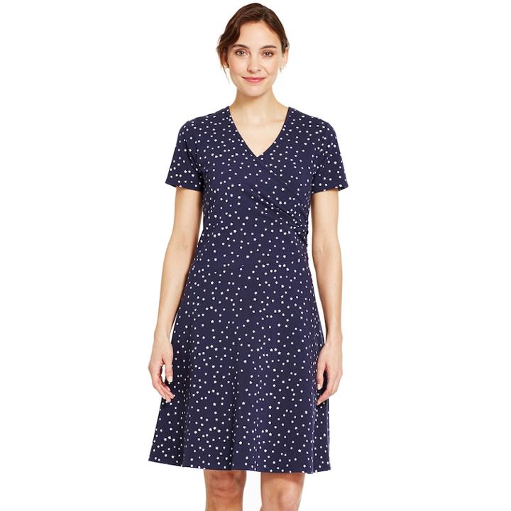 Women's Izod Star Print Faux-wrap Dress, Size: Medium, Blue (navy)