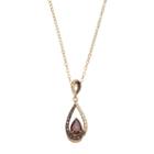 14k Gold Over Silver Garnet & Cubic Zirconia Teardrop Pendant Necklace, Women's, Size: 18, Red