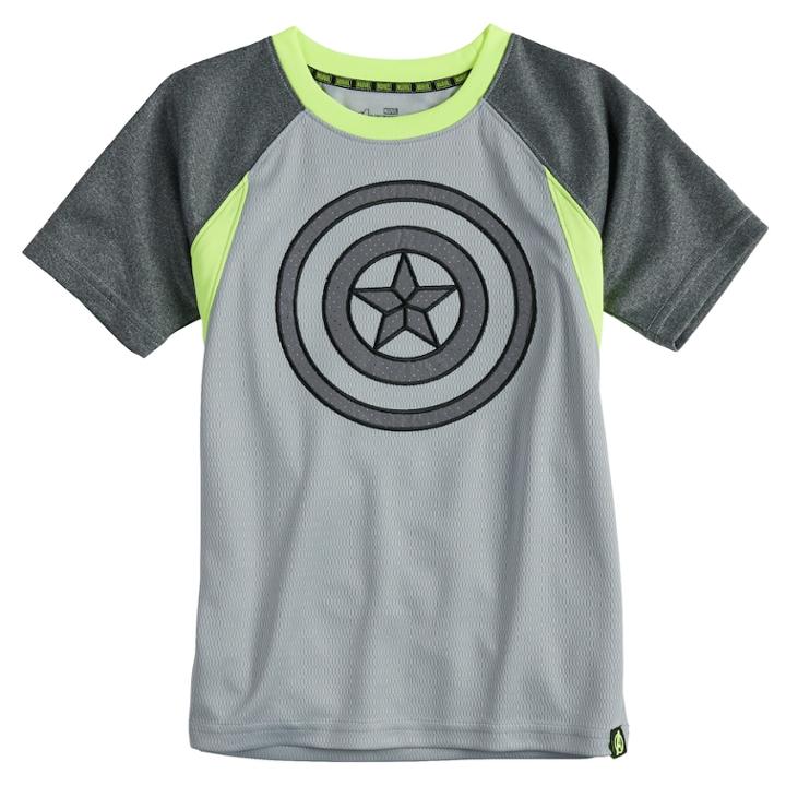 Boys 4-10 Marvel Hero Elite Series Avengers Infinity Wars Collection For Kohl's Captain America Active Tee, Size: 7, Dark Grey