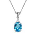 10k White Gold Blue Topaz And Diamond Accent Pendant, Women's, Size: 18