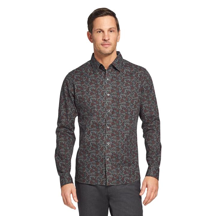 Men's Van Heusen Never Tuck Slim-fit Button-down Shirt, Size: Xxl, Black