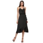 Petite Jennifer Lopez Faux-wrap Midi Dress, Women's, Size: M Petite, Black