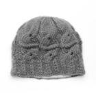 Sijjl Women's Beaded Cable-knit Wool Beanie, Grey