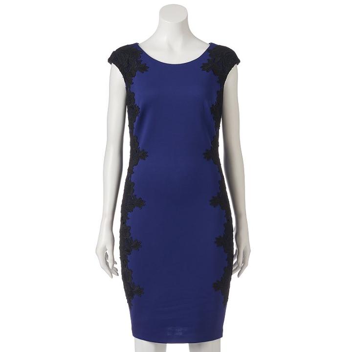 Women's Jax Floral Lace Sheath Dress, Size: 8, Dark Blue