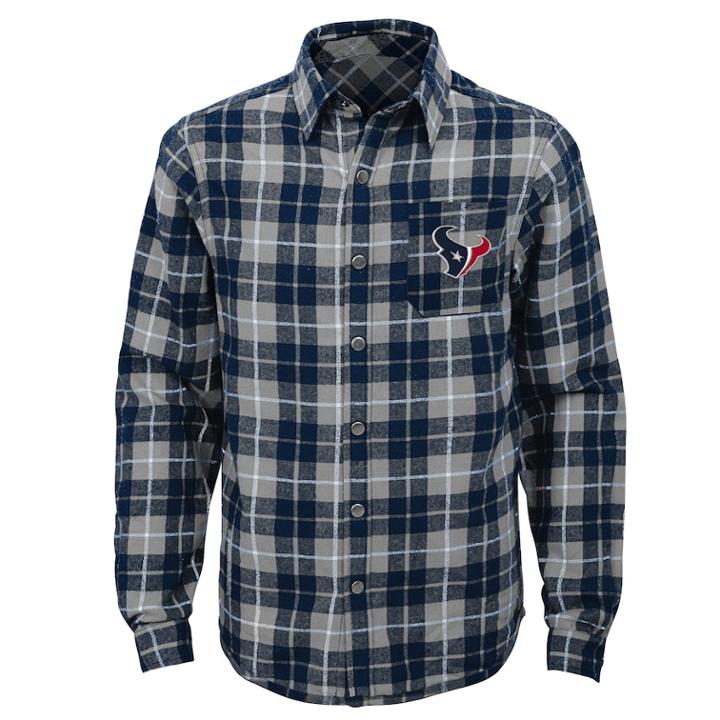 Boys 8-20 Houston Texans Sideline Plaid Shirt, Size: S 8, Blue (navy)