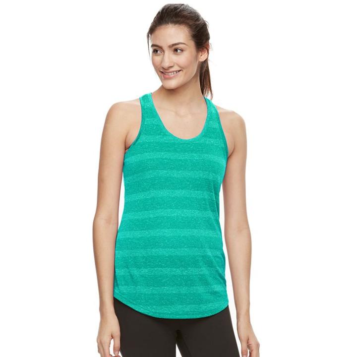 Women's Tek Gear&reg; Stripe Racerback Tank, Size: Large, Med Green