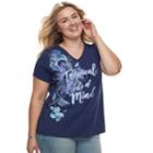 Plus Size Sonoma Goods For Life&trade; Graphic V-neck Tee, Women's, Size: 2xl, Blue (navy)