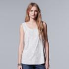 Women's Simply Vera Vera Wang Floral Jaquard Tank, Size: Xs, Light Grey