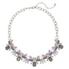 Simulated Stone Cluster Statement Necklace, Women's, Grey