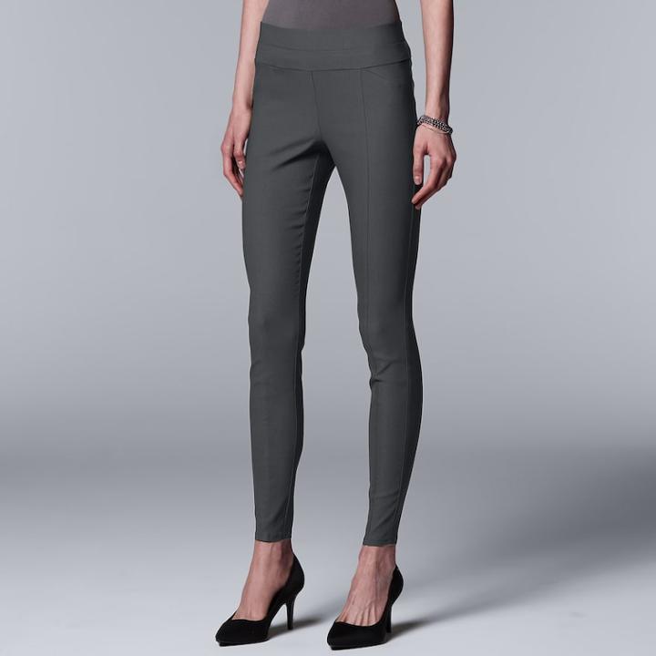 Petite Simply Vera Vera Wang Everyday Luxury Modern Twill High-waisted Skinny Pants, Women's, Size: M Petite, Grey (charcoal)