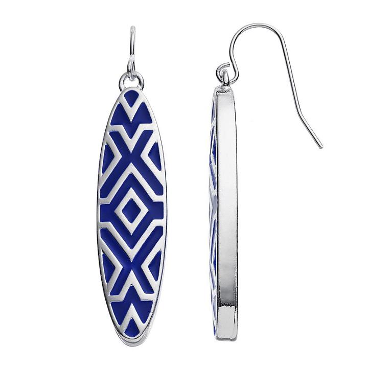 Chaps Geometric Oval Drop Earrings, Women's, Navy