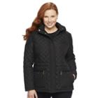 Plus Size Weathercast Quilted Hooded Jacket, Women's, Size: 2xl, Black