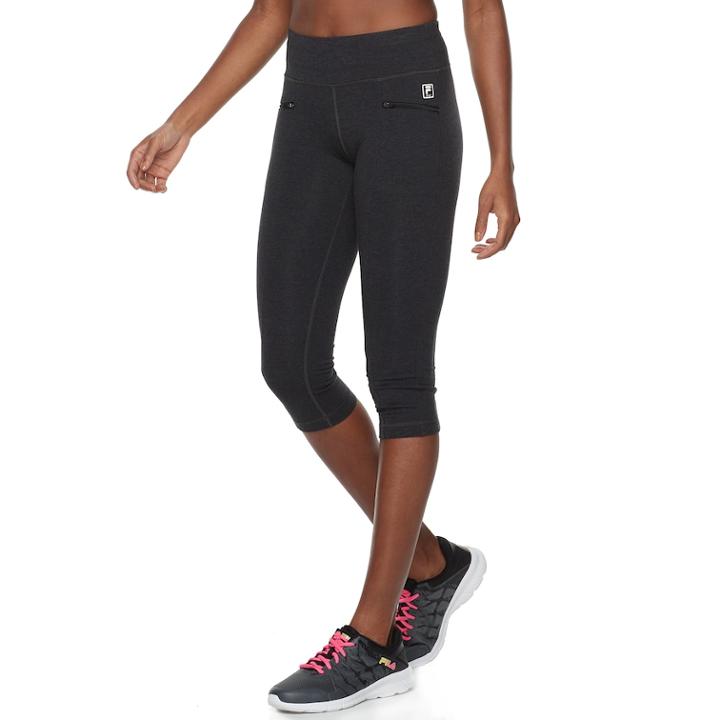 Women's Fila Sport&reg; Zipper Pocket Capri Leggings, Size: Large, Light Grey