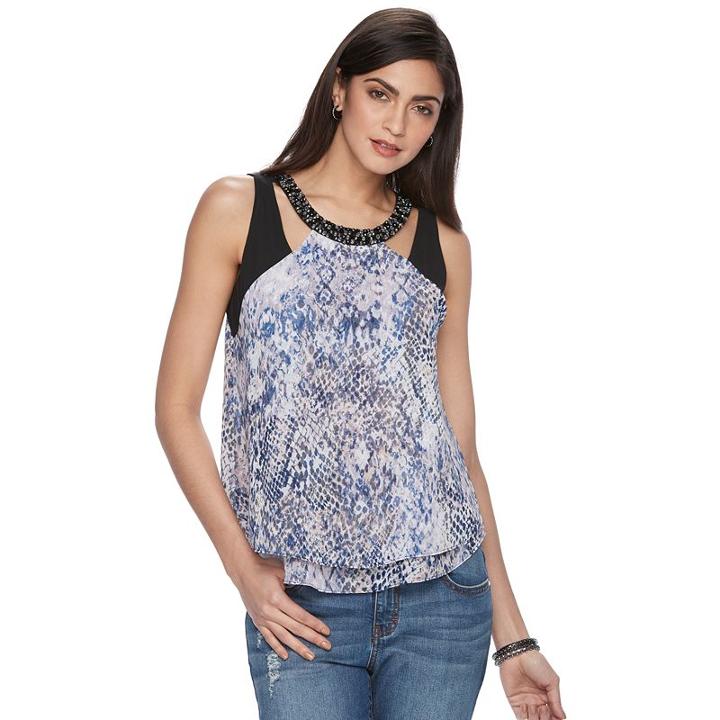 Women's Jennifer Lopez Embellished Cutout Tank, Size: Xl, Lt Purple