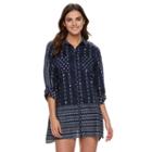 Women's Apt. 9&reg; Roll-tab Slubbed Cover-up, Size: Small, Blue