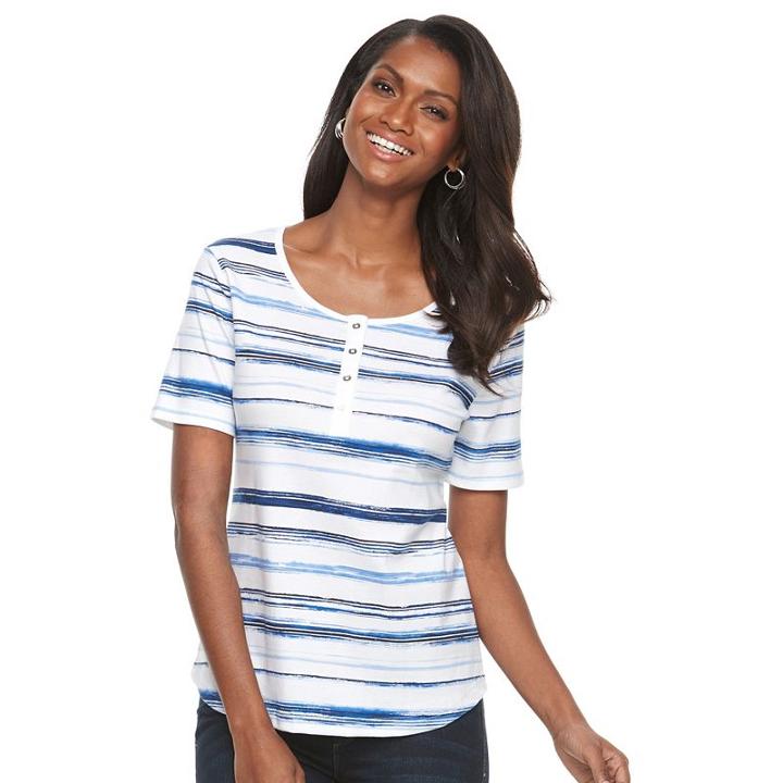 Women's Croft & Barrow&reg; Henley Tee, Size: Small, Blue (navy)