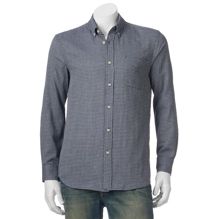 Men's Sonoma Goods For Life&trade; Double-weave Button-down Shirt, Size: Large, Blue