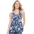 Women's Sonoma Goods For Life&trade; Printed Lace-up Tank, Size: Xl, Dark Blue